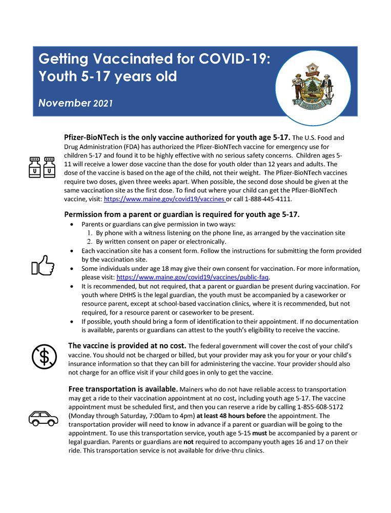 COVID Vaccine Info Sheet - 5 and Older
