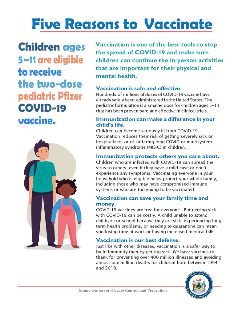 Five Reasons to Vaccinate Flyer